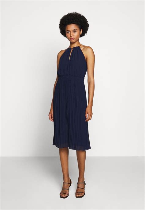 michael kors navy dress with gold chain|Michael Kors satin midi dress.